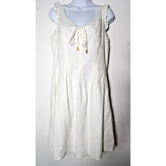 INC International Concepts 14 Dress White A Line Cottage Core Lace Up NWT - Picture 2 of 15